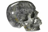 Carved, Grey Smoky Quartz Crystal Skull #116470-3